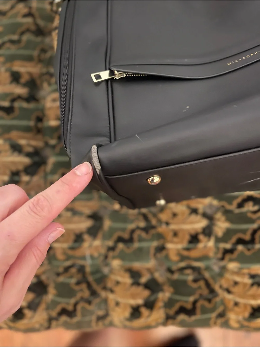 Mia + Sophia Black Faux Leather Backpack Tote